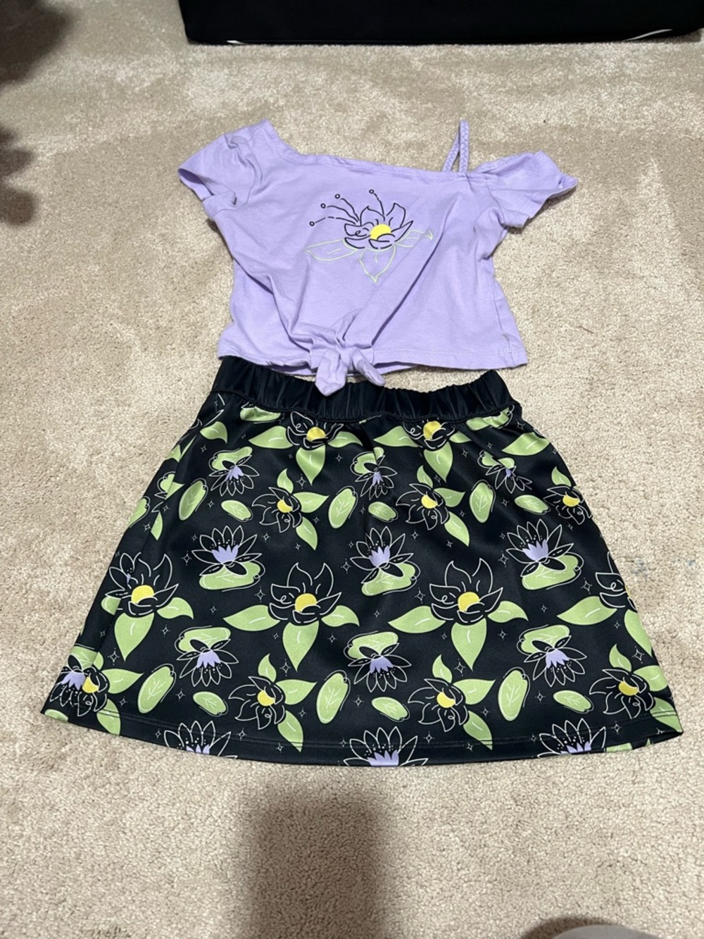 Tiana Lilac Floral Two-Piece Set - Crop Top & Skirt